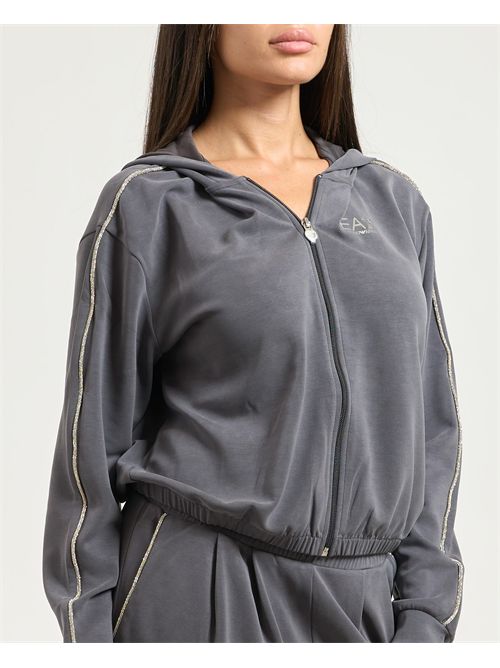 Felpa fullzip donna EA7 con dettagli strass EMPORIO ARMANI EA7 | 7W000443-AF12643U8117
